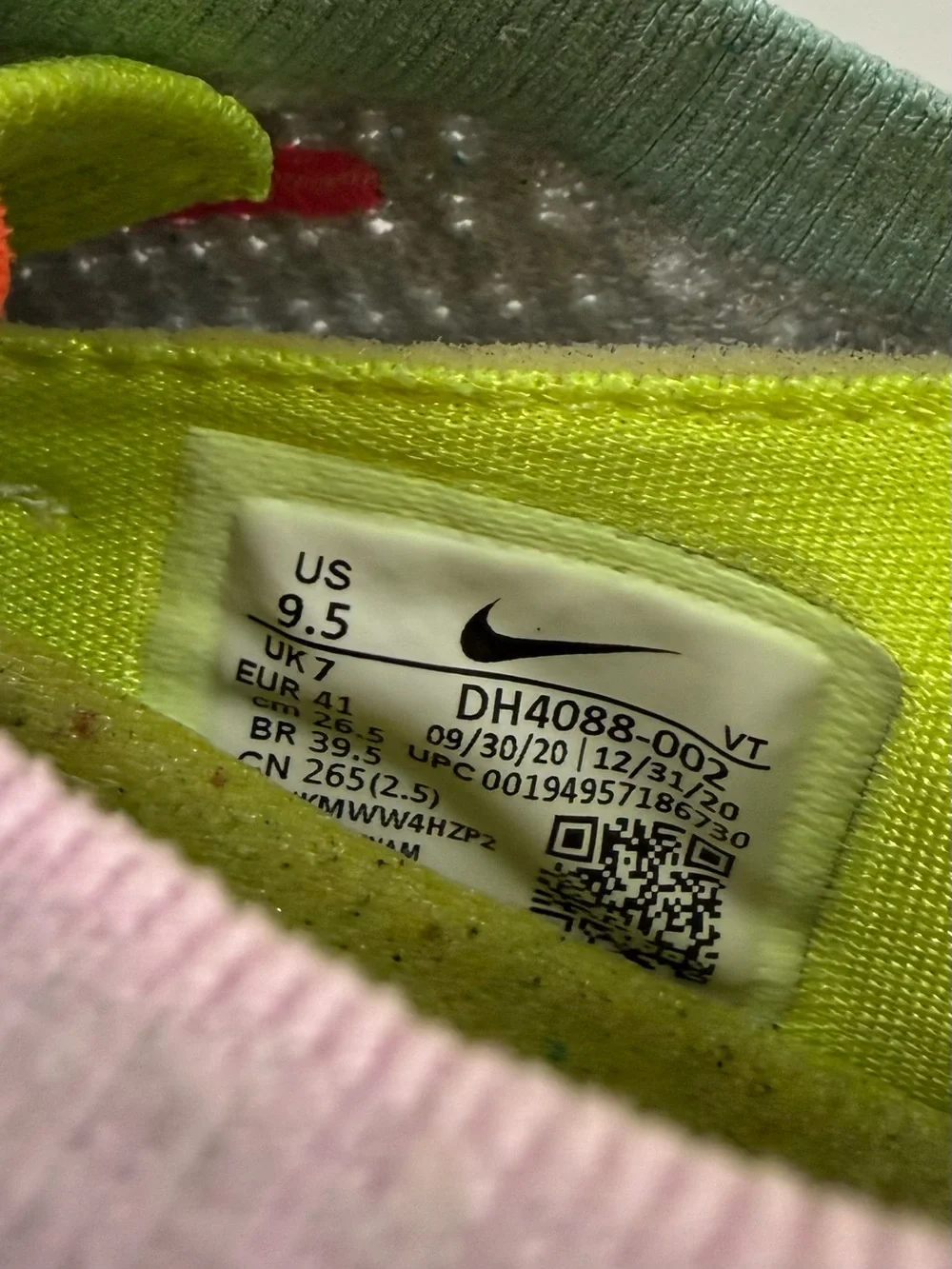 Nike Knit Sneakers in Light Gray with Neon Pink & Lime Accents